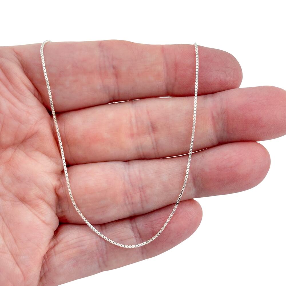 Vintage Italian Sterling Silver 925 Box Link Chain Necklace 16"